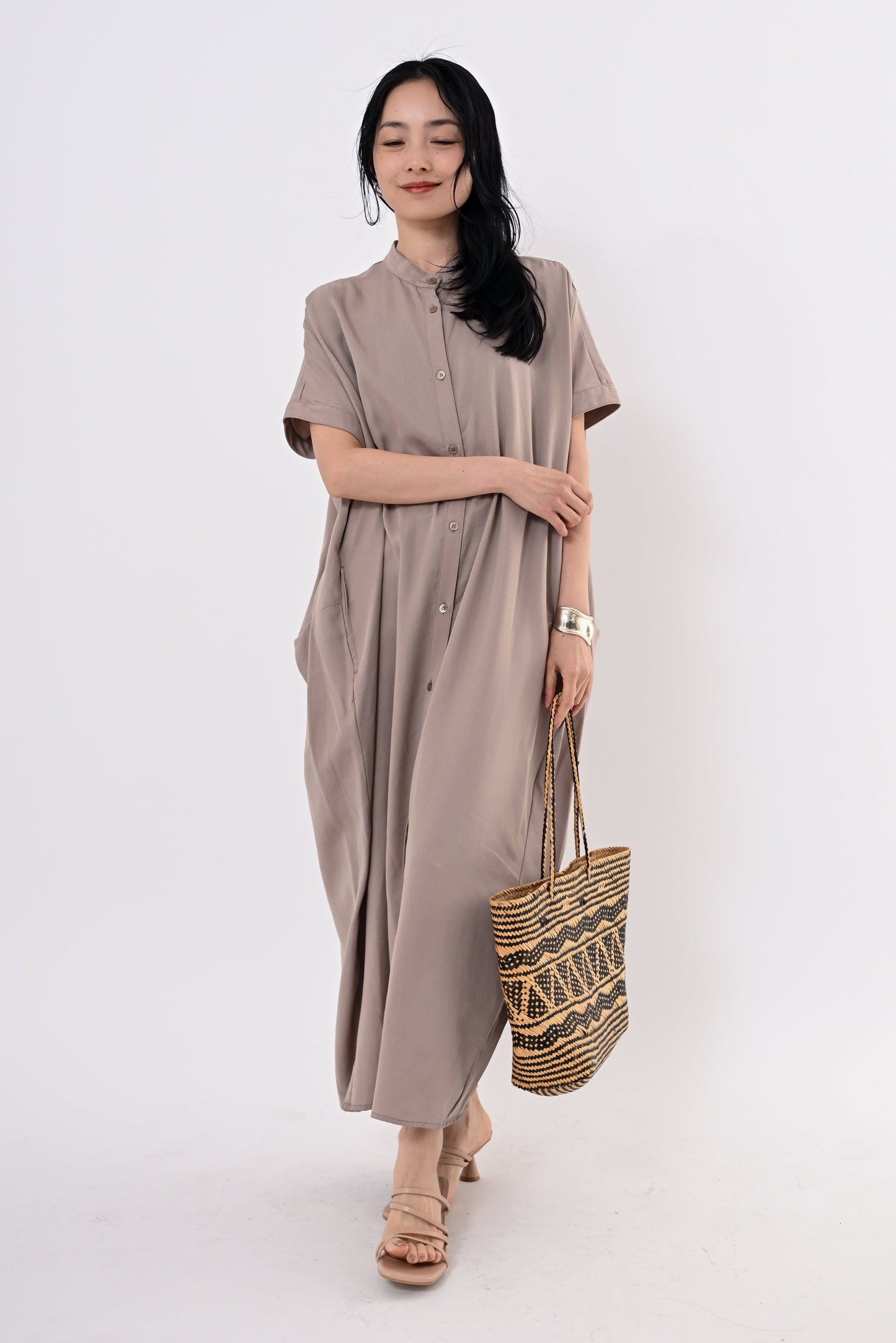 テンセルツイルシャツワンピース