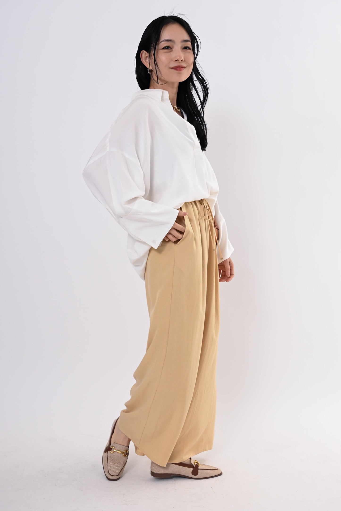 テンセルツイルワイドパンツ