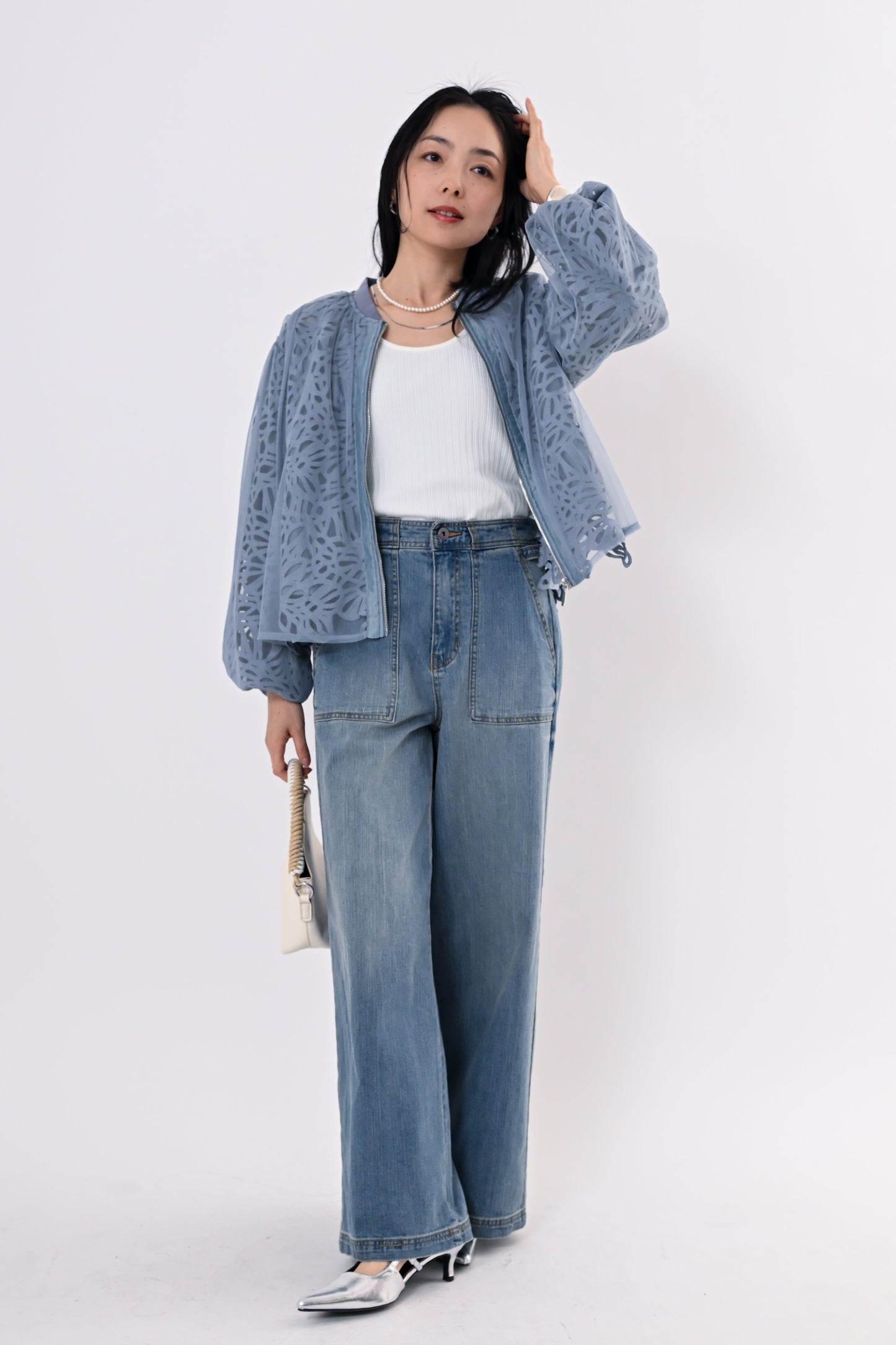 〈40%OFF〉レイヤードレースブルゾン