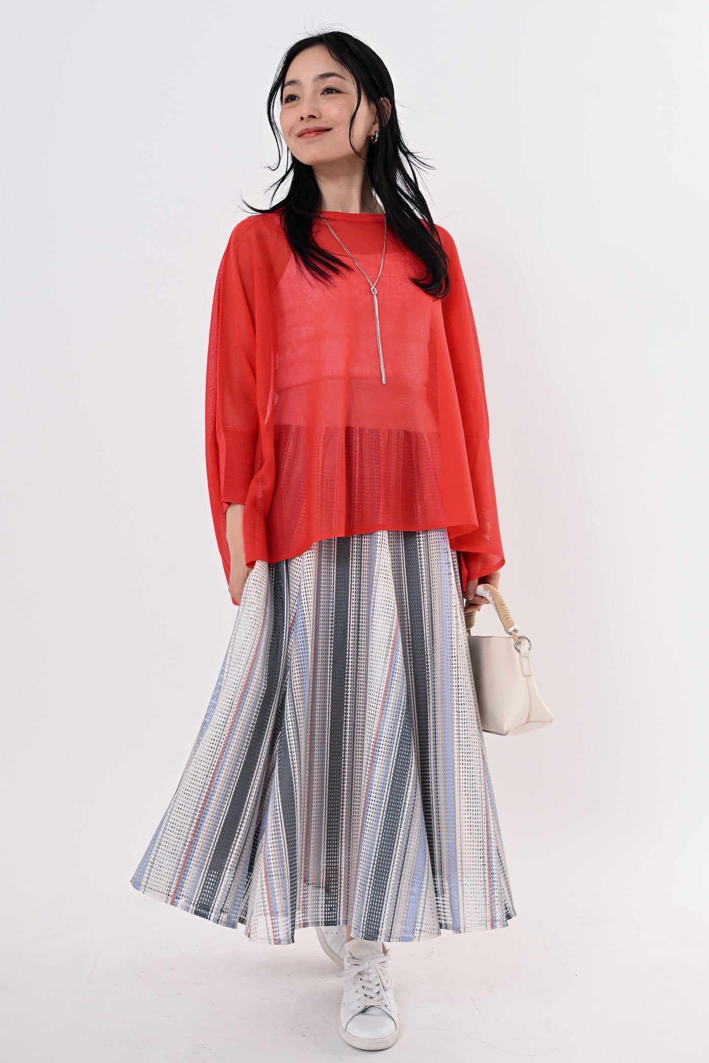 ストライプメッシュスカート