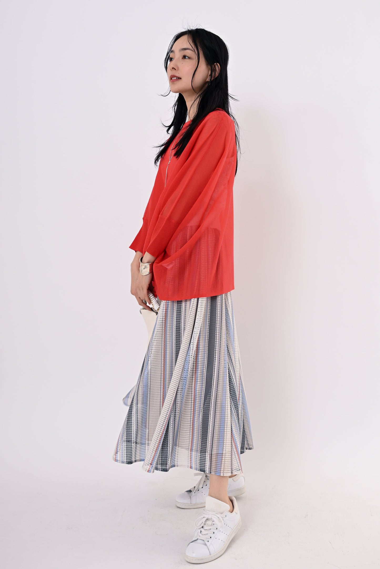 ストライプメッシュスカート