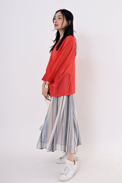 ストライプメッシュスカート