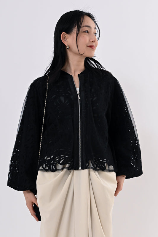 レイヤードレースブルゾン