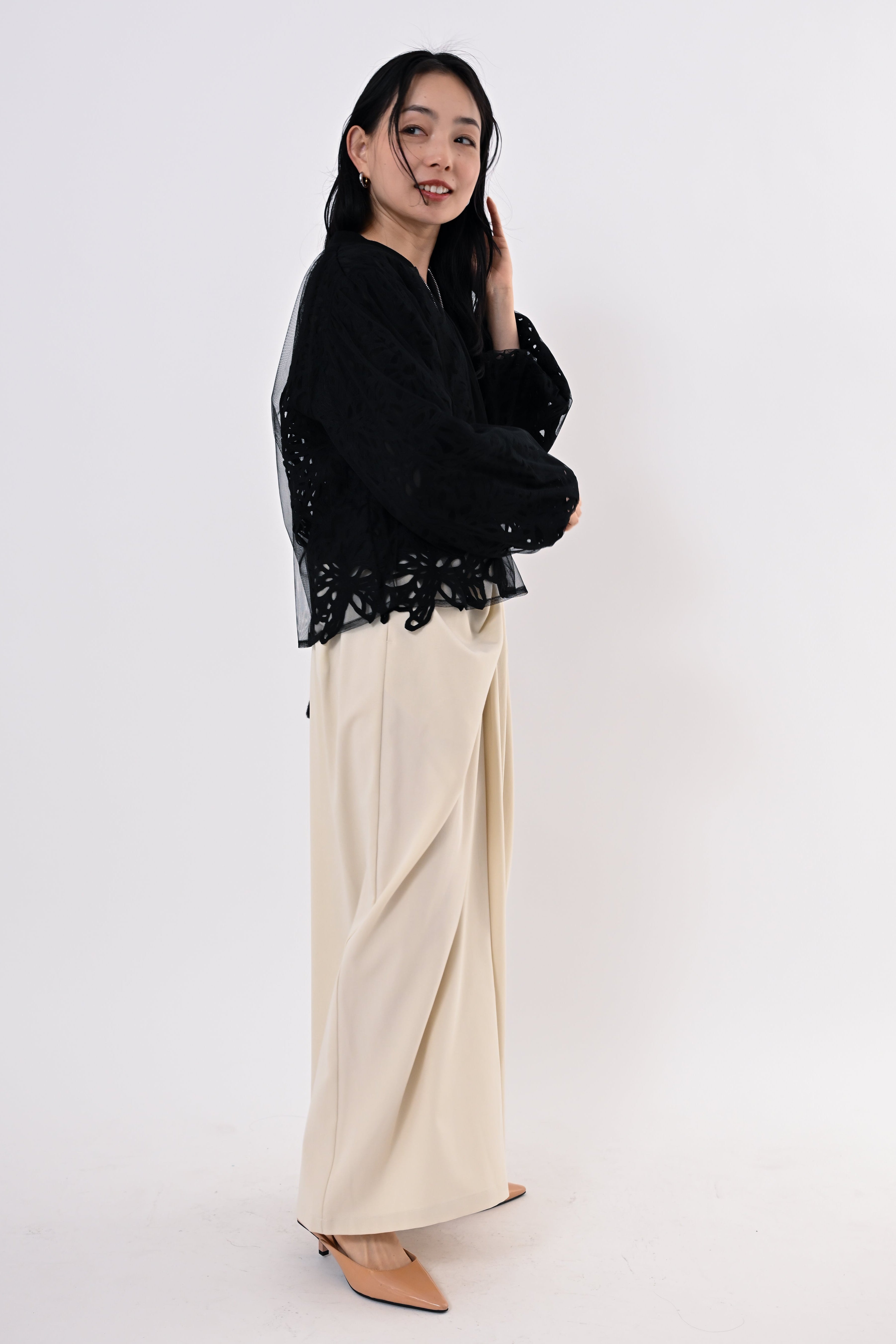 レイヤードレースブルゾン｜ライトアウター｜good mood madam ( グッド