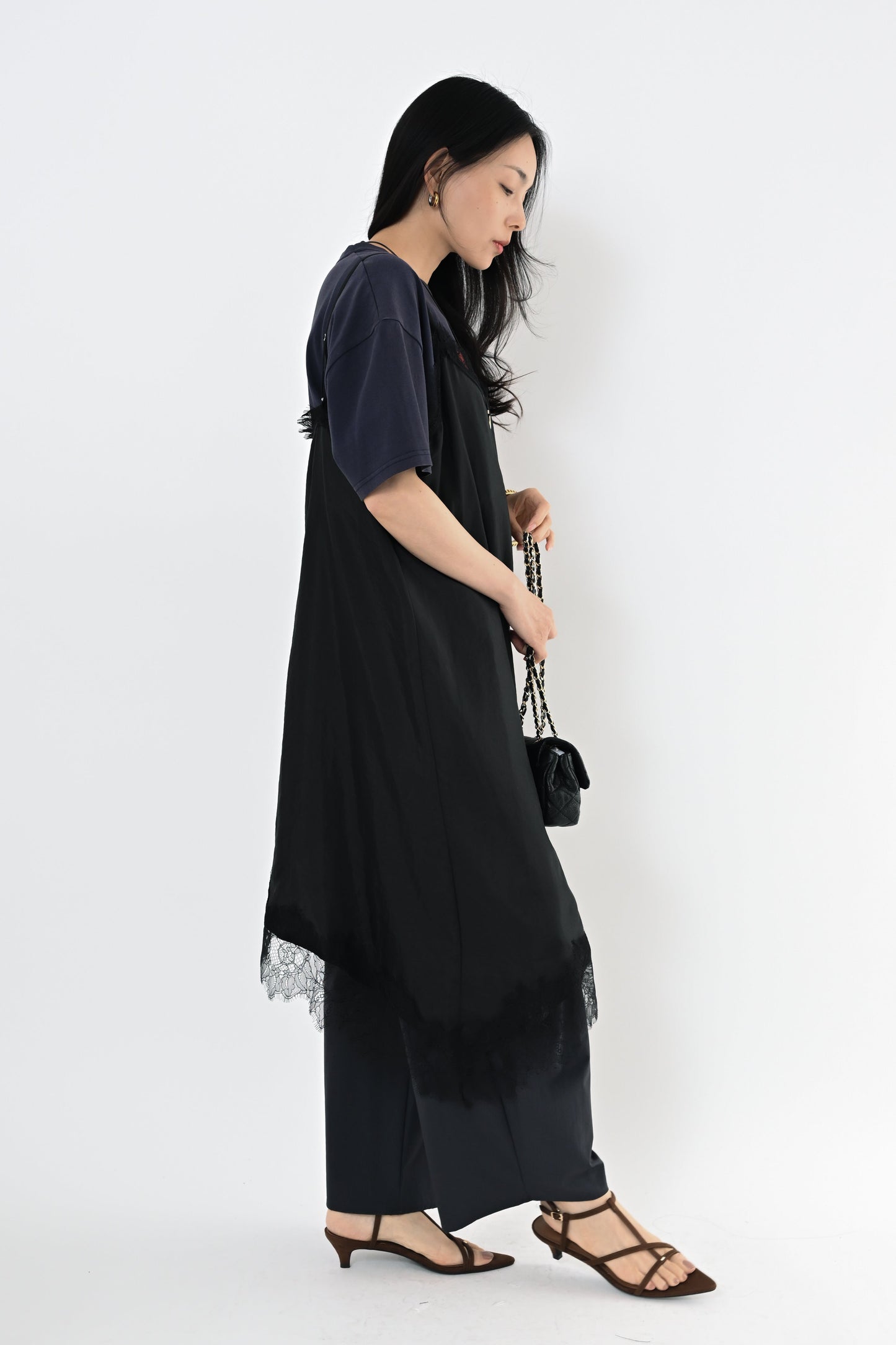 [再入荷]レースアシメヘムキャミソール