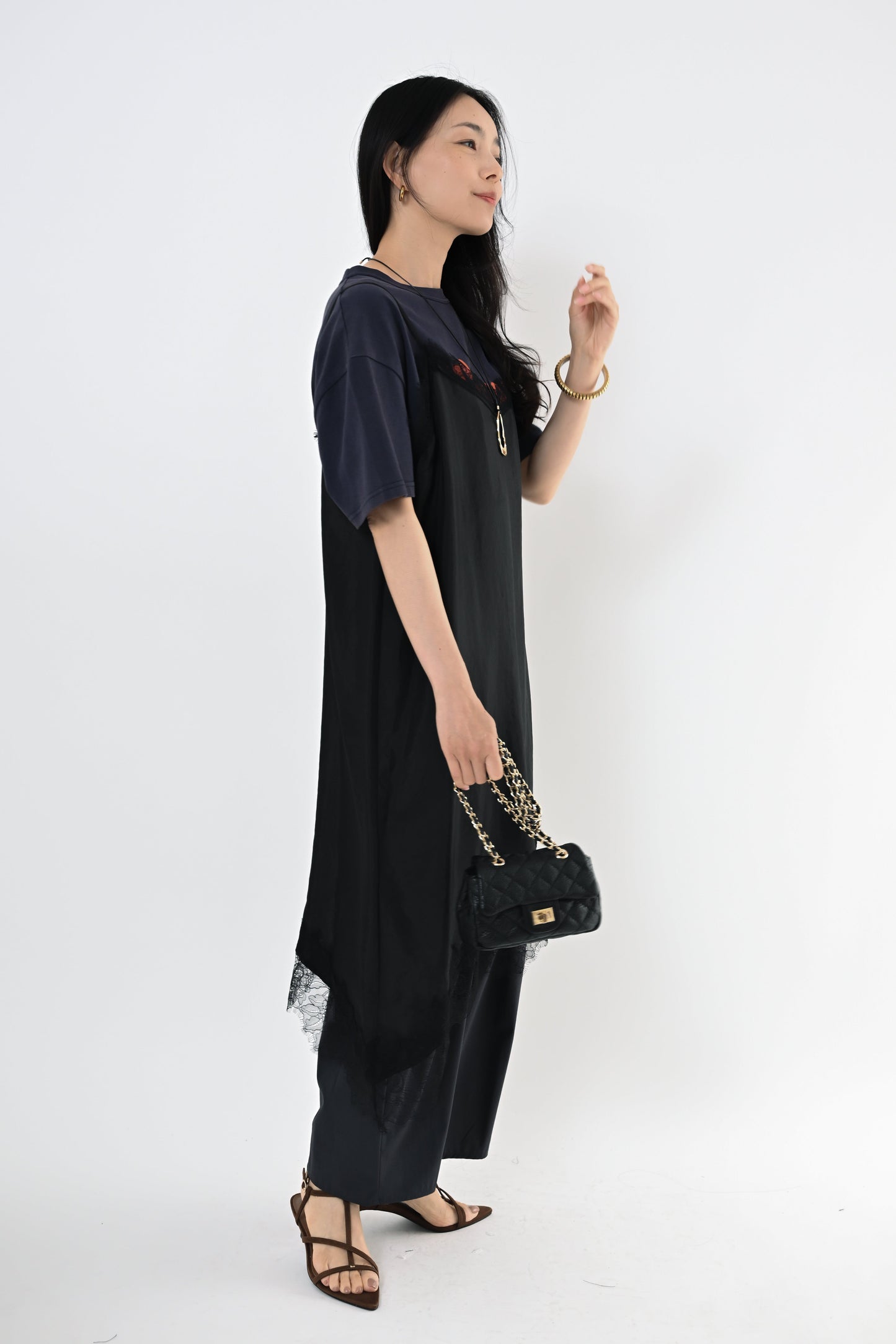 [再入荷]レースアシメヘムキャミソール