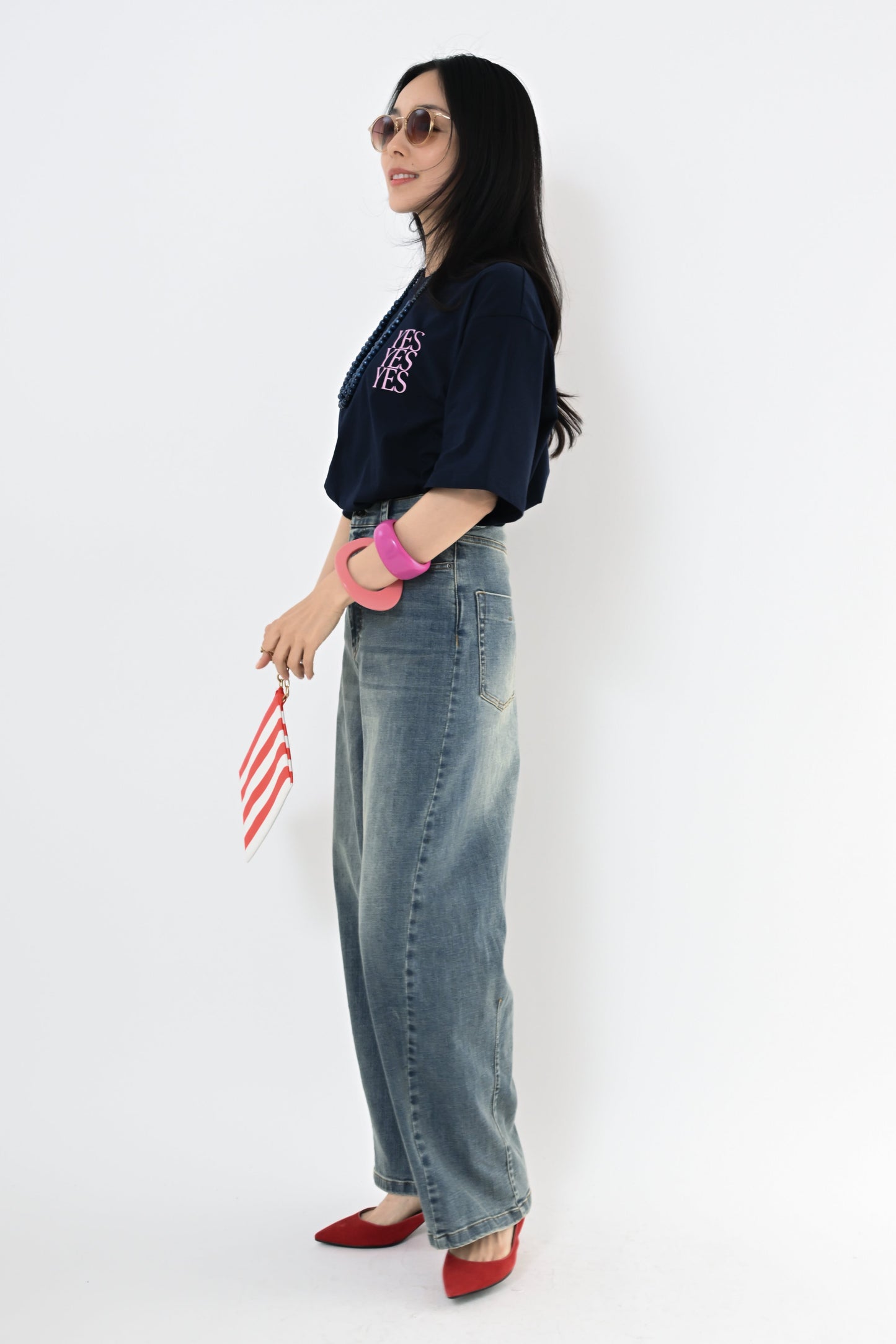 バックフレアプリントTシャツ