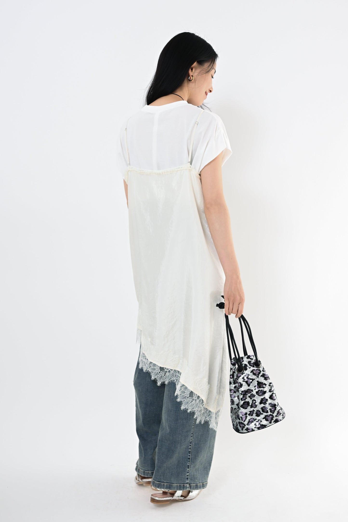 [再入荷]レースアシメヘムキャミソール