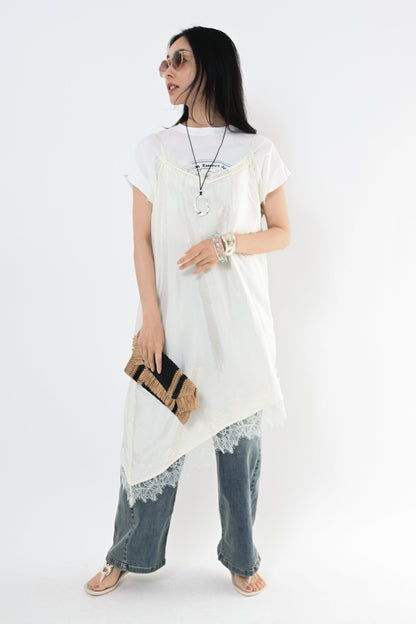 [再入荷]レースアシメヘムキャミソール