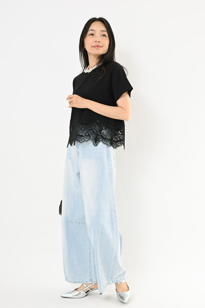 裾レースTシャツ