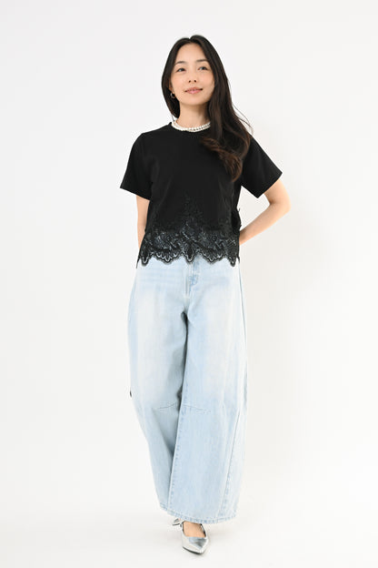 裾レースTシャツ