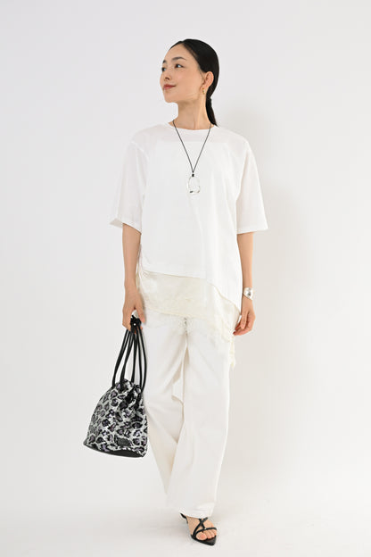 アシメ裾レースTシャツ