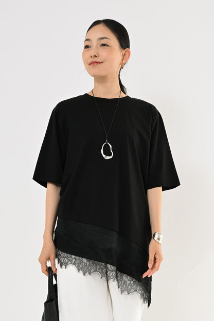 アシメ裾レースTシャツ