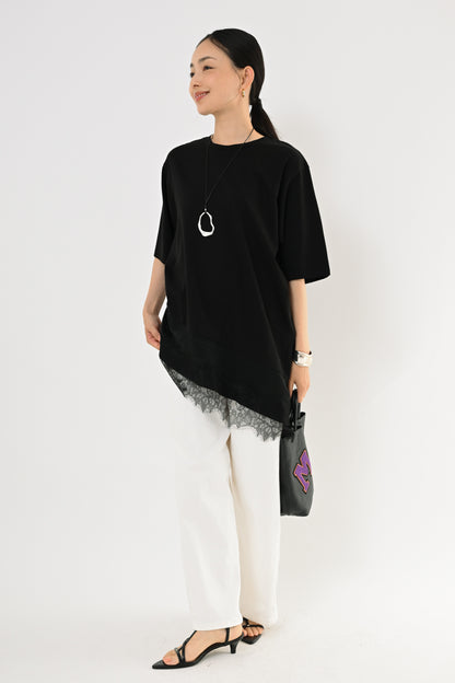 アシメ裾レースTシャツ