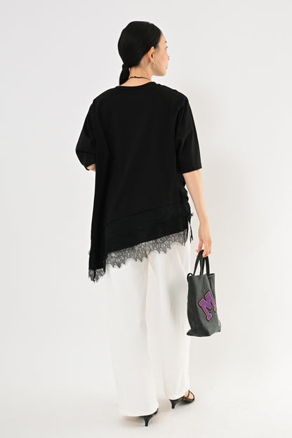 アシメ裾レースTシャツ
