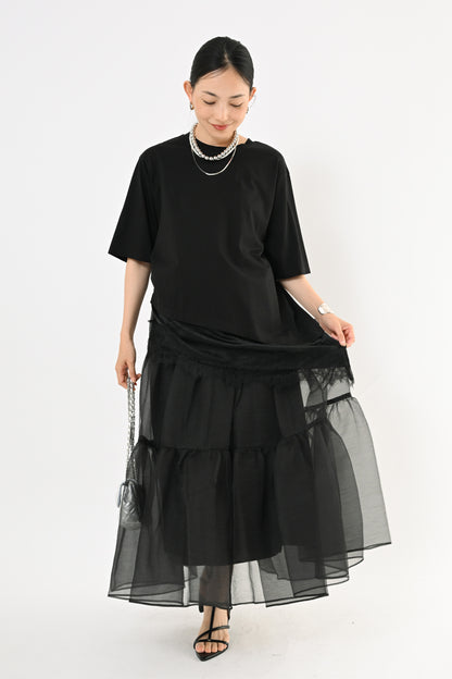 アシメ裾レースTシャツ