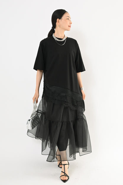 アシメ裾レースTシャツ