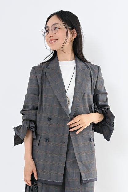 <予約>チェックダブルジャケットシュシュセット