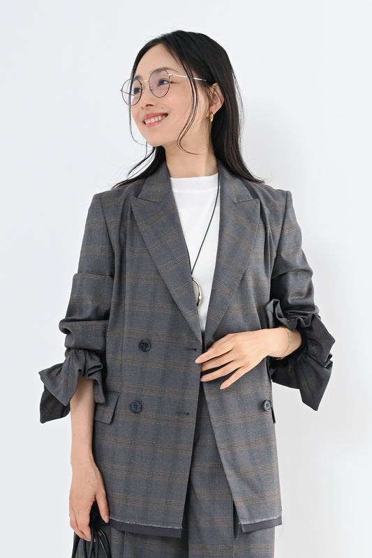 <予約>チェックダブルジャケットシュシュセット