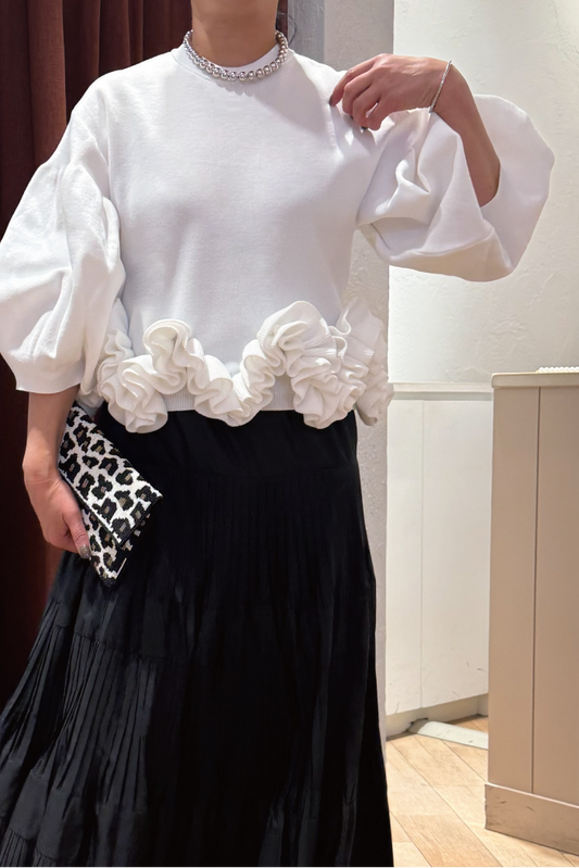 アコーディオンフリルニット