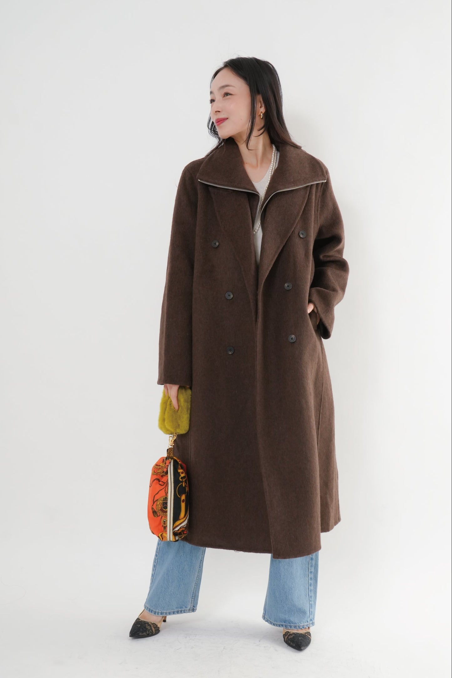 ［予約］ウール100％ＺＩＰロングコート