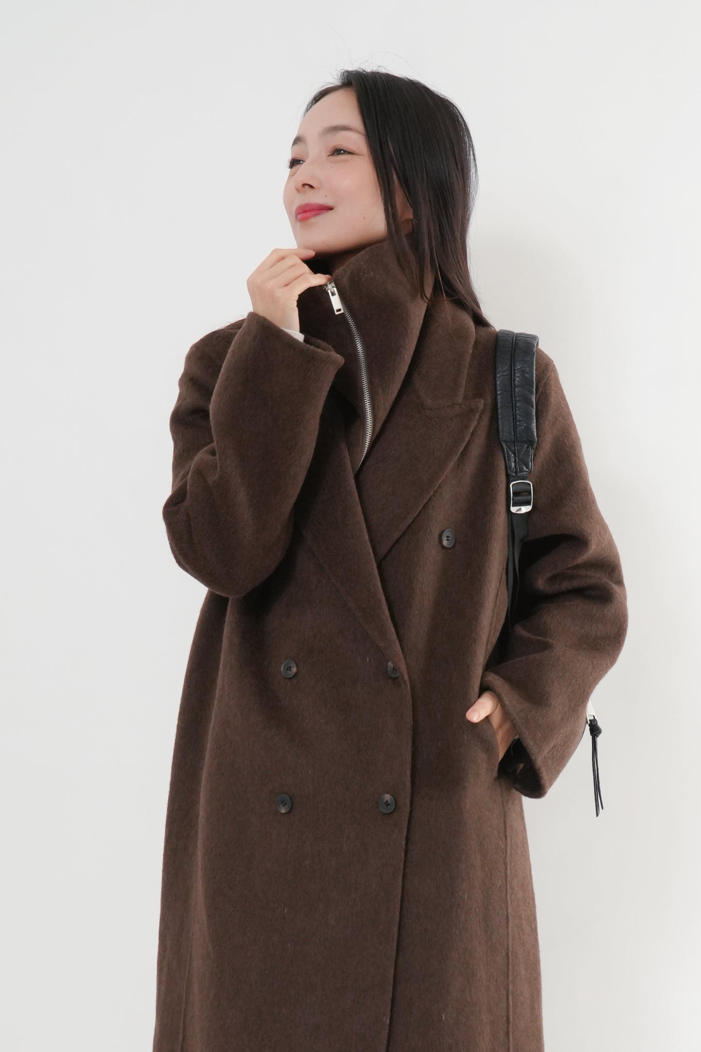 ［ＮＥＷ]ウール100％ＺＩＰロングコート